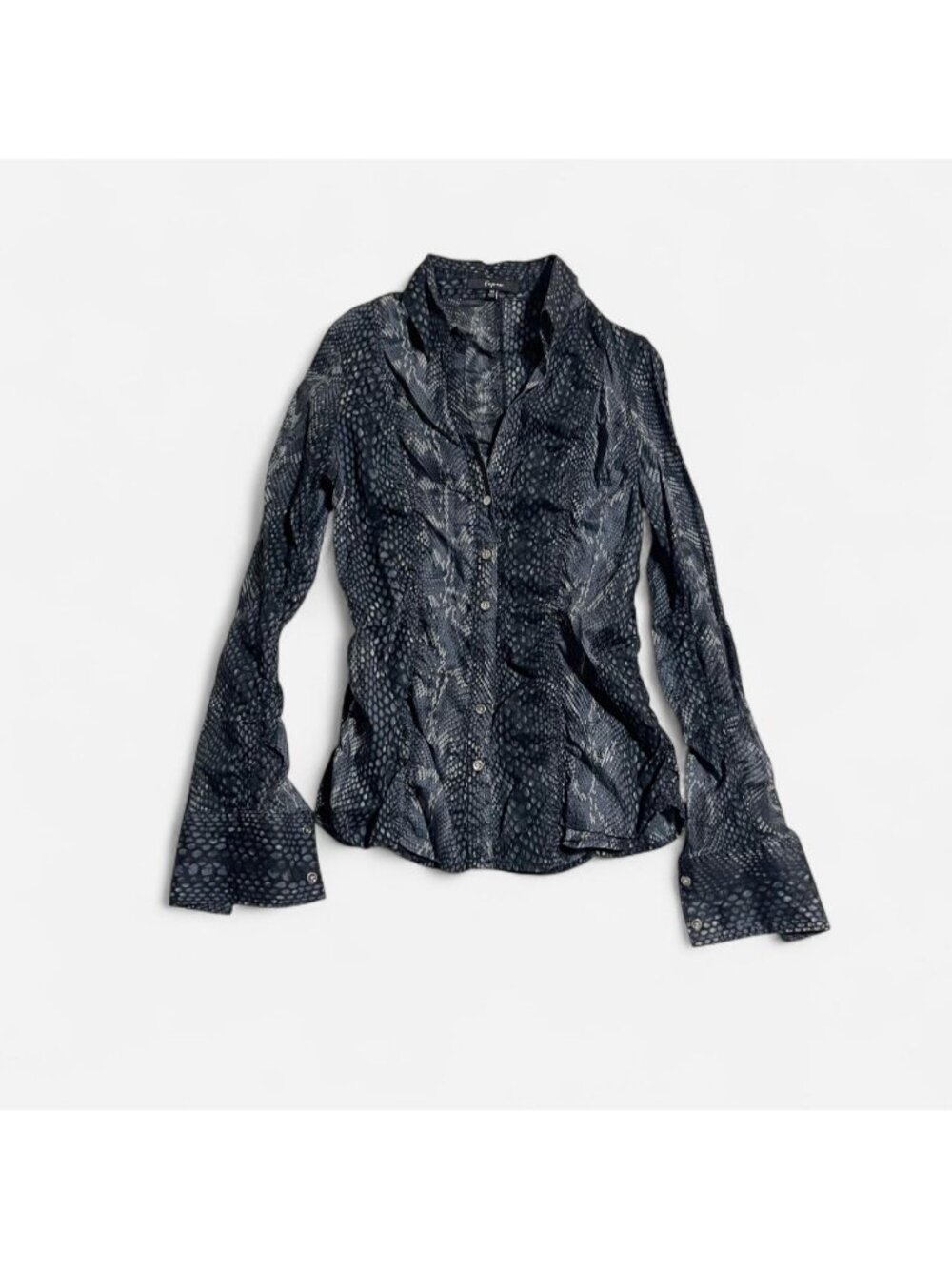 Vtg Express ruched button front long sleeve shirt business casual